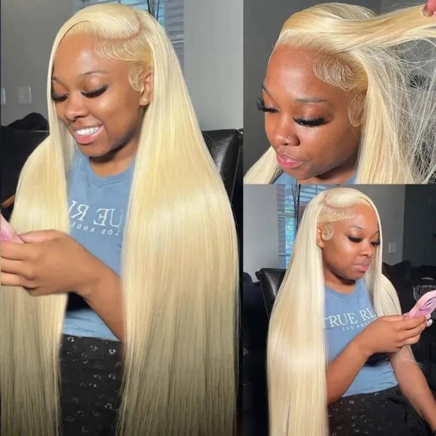 Human Hair Wigs 18 20 22 inch 13x6 Lace Front Wigs Blonde Color 150% Density Straight Hair Lace Wig