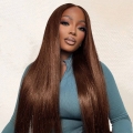 Human Hair Wigs 24 inch HD Lace Front Wigs Chocolate Brown Color 150% Density Straight Hair Lace Wig