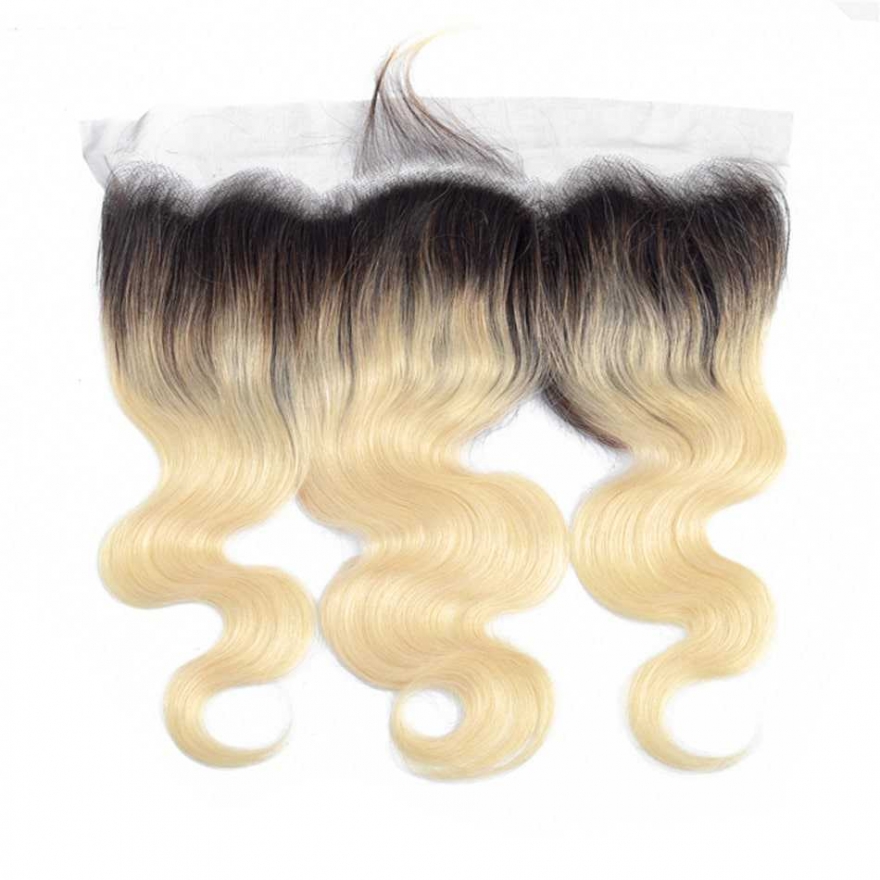 Human Hair Lace Frontal #1b/613 Body Wave 10A Brazilian Virgin Hair