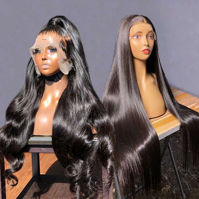 Human Hair Wigs 30 inch HD Lace Front Wigs Natural Color 200% Density Straight Hair Lace Wig